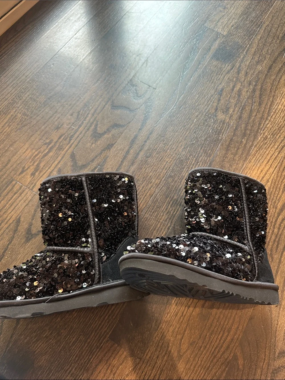UGG Kids Black Sequin Shearling Boots